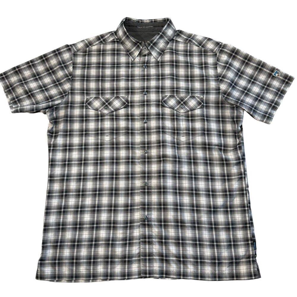 Kuhl Short Sleeve Performance Mens Lt Weight Pearl Snap Shirt Size L 100% Poly